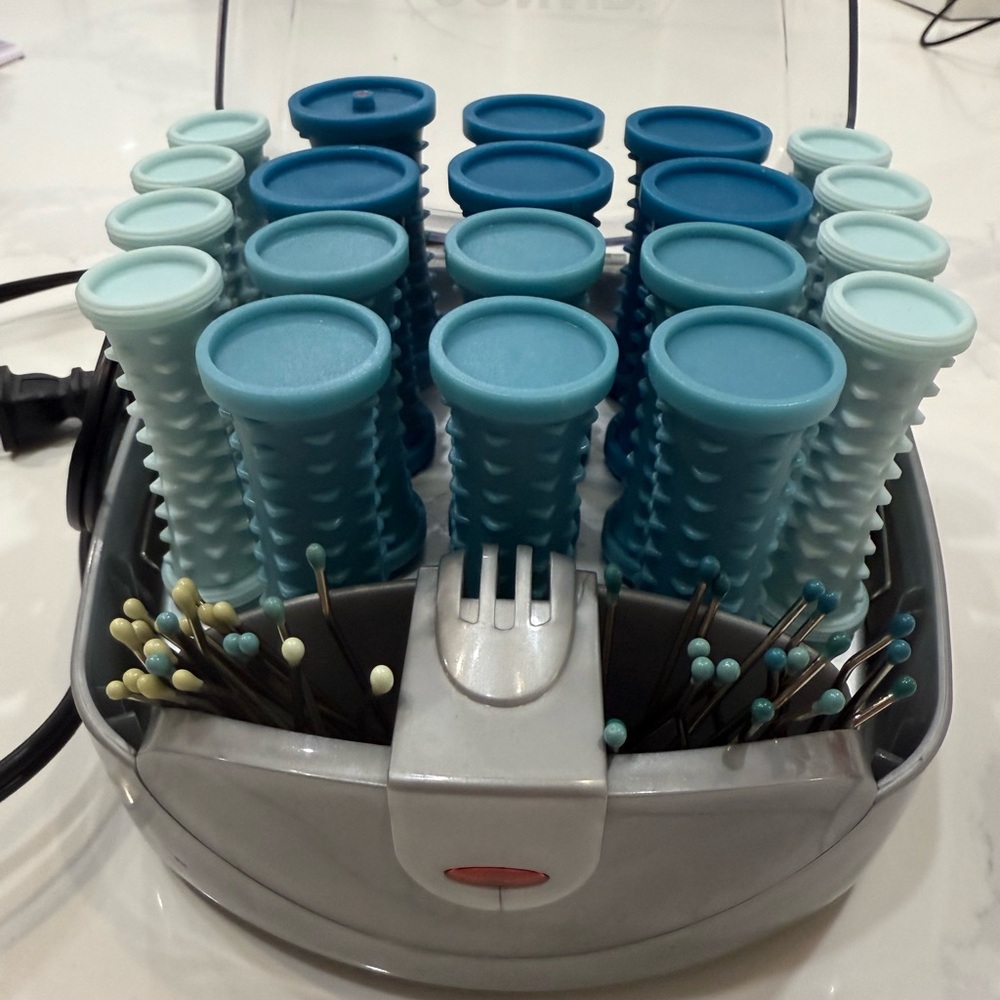 Blue and Gray Hair Roller Set conair 20 multi‎ sized hot rollers